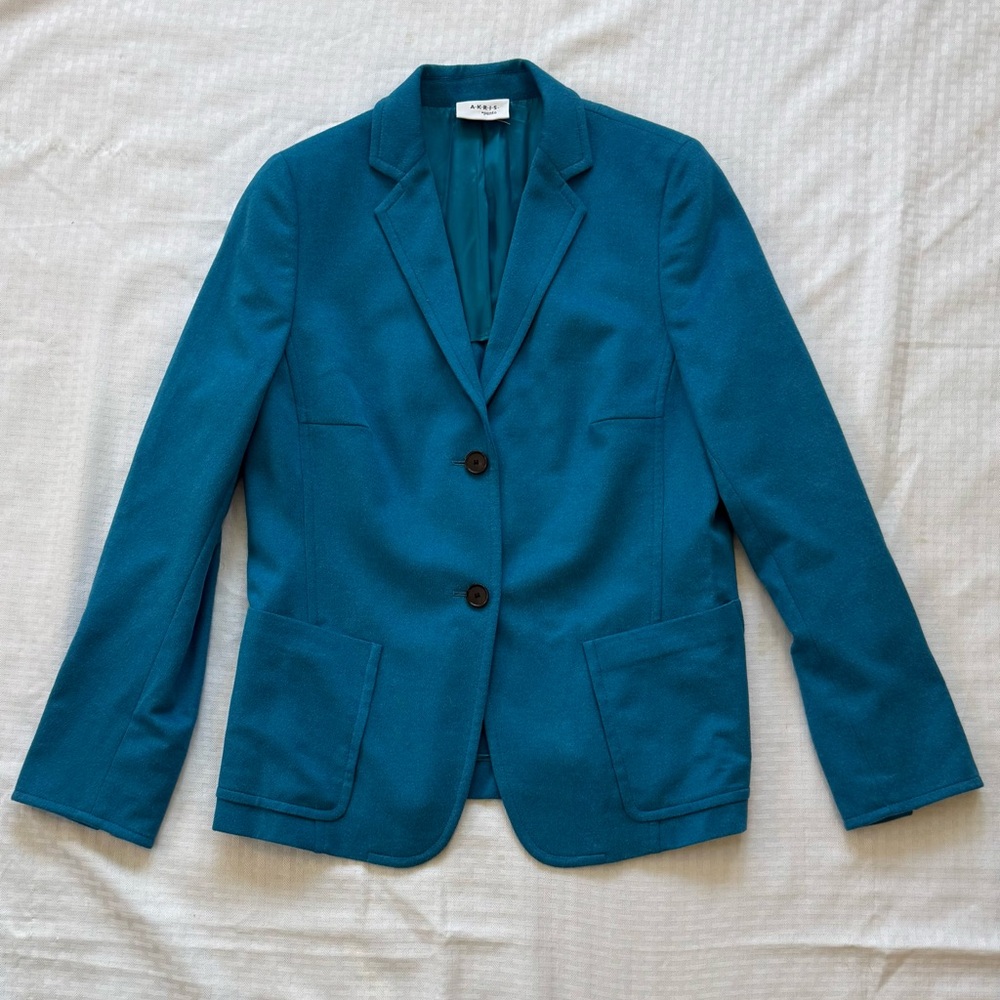 Akris Punto Felted Wool/Angora blend blazer in teal